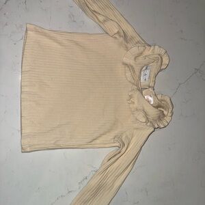 ZARA Ruffled Beige Long Sleeve Top